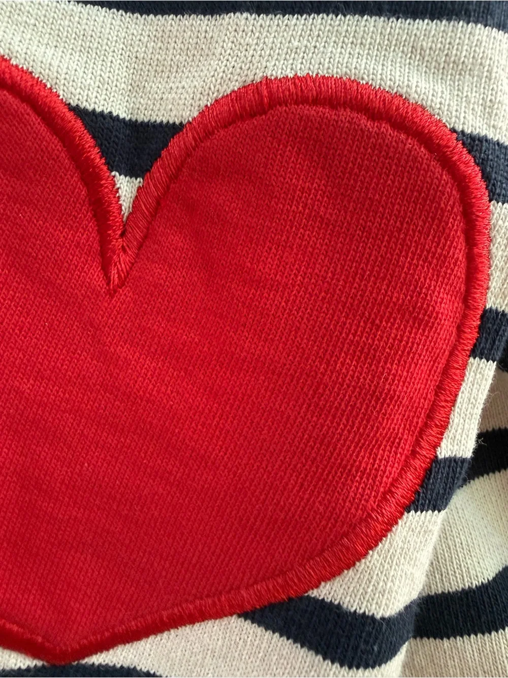 Saint James Girls Vaujany Striped Shirt with Heart Elbow Patches size 12